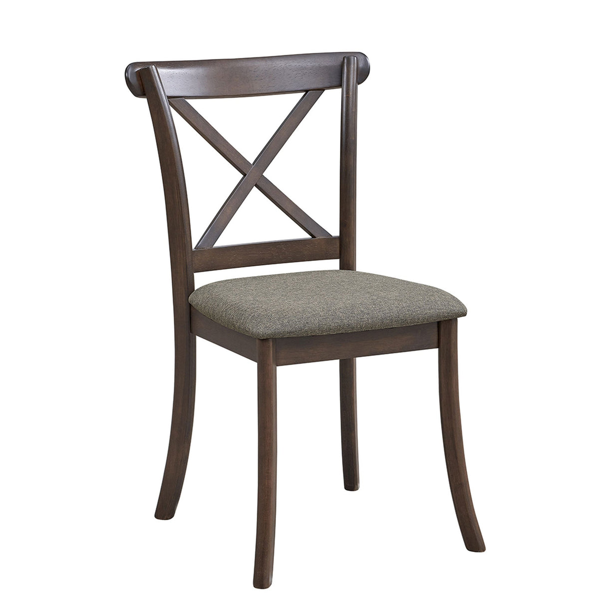 Wooden X Back Dining Chairs Set of 2 Modern Fabric Upholstered