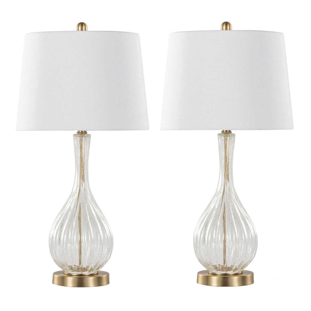 Jenny 27' Contemporary Glass Table Lamp in Clear Crackle Glass - Set of 2