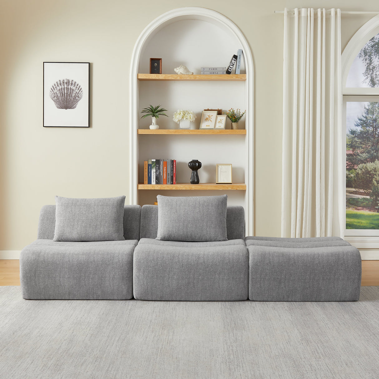 Oversized 3 Seater Compressed Sofa with Chenille Fabric