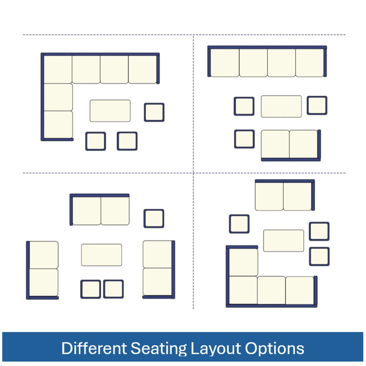 7 Piece Outdoor Dining Set With Cushions, Modular Sectional Sofa And Table