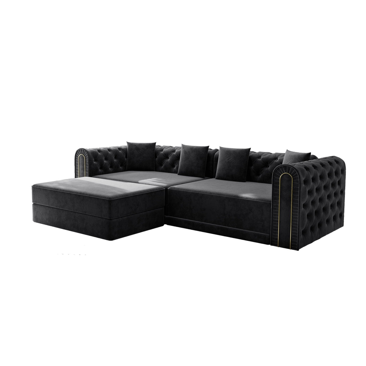 3-In-1 Convertible Sleeper Sofa With Movable Ottoman For Living Room