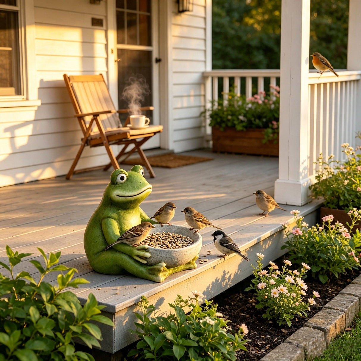14-Inch Moss Frog Sculpture