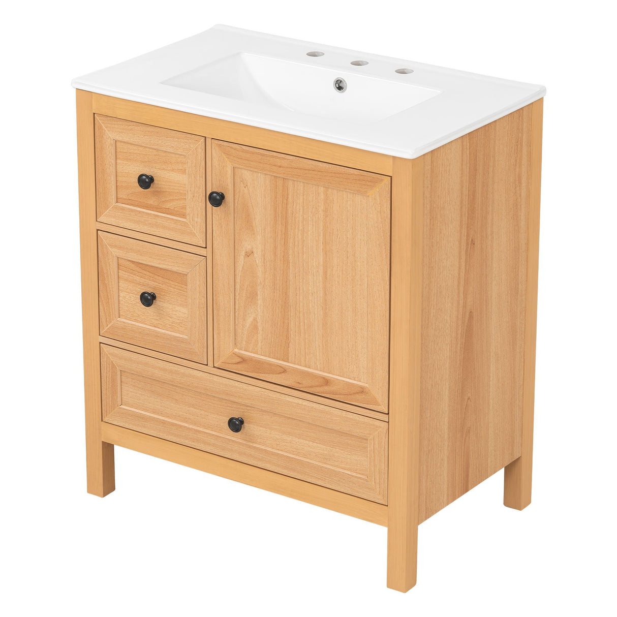 Modern Bathroom Vanity With Sink, Soft Close Drawers & Door, Storage Rack