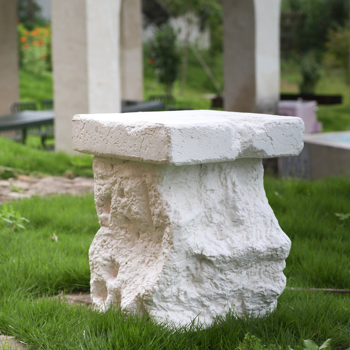 Talia Outdoor Patio Modern Artistry MGO Side Table, White