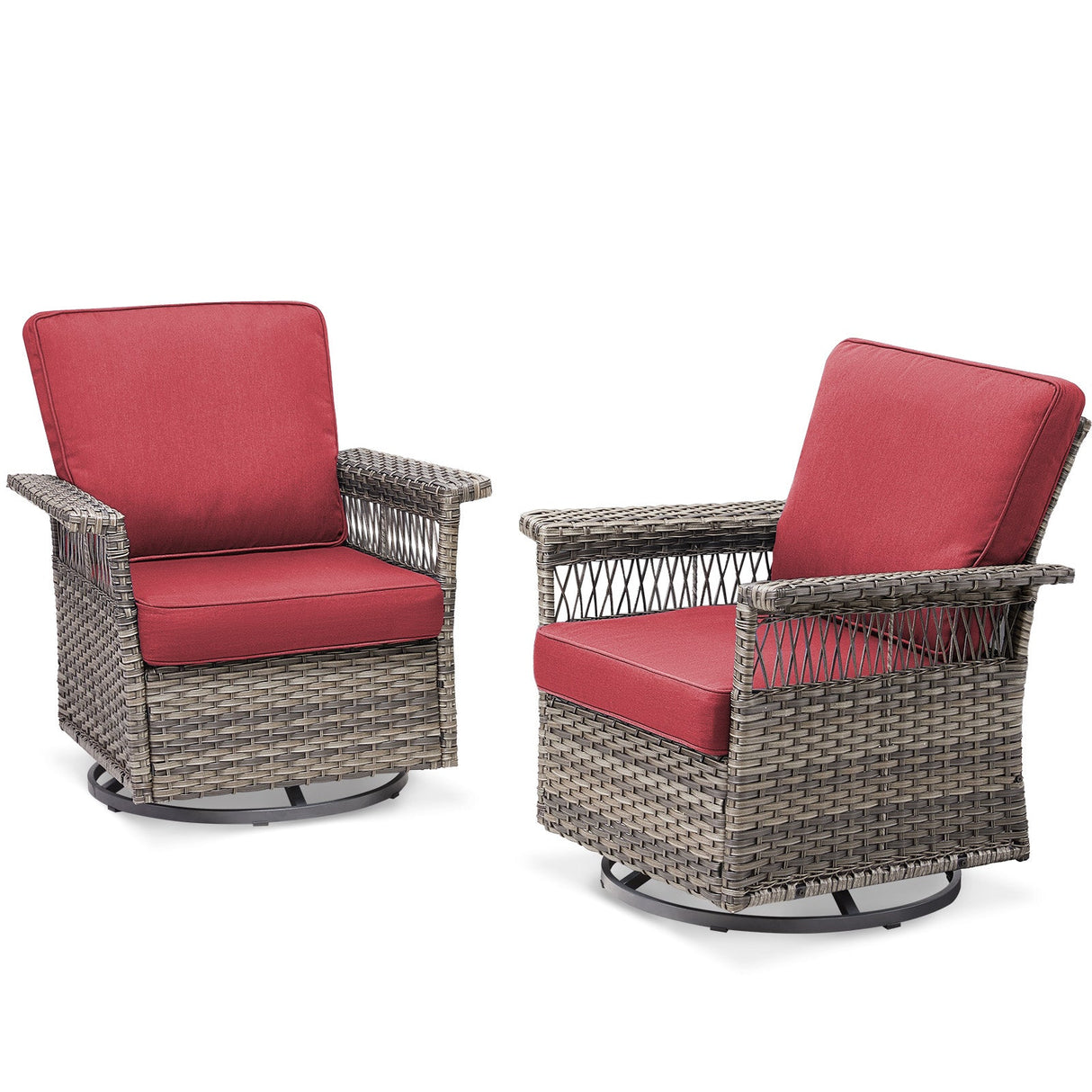 2 Piece Swivel Rocker Patio Chairs Set with Thick Cushions
