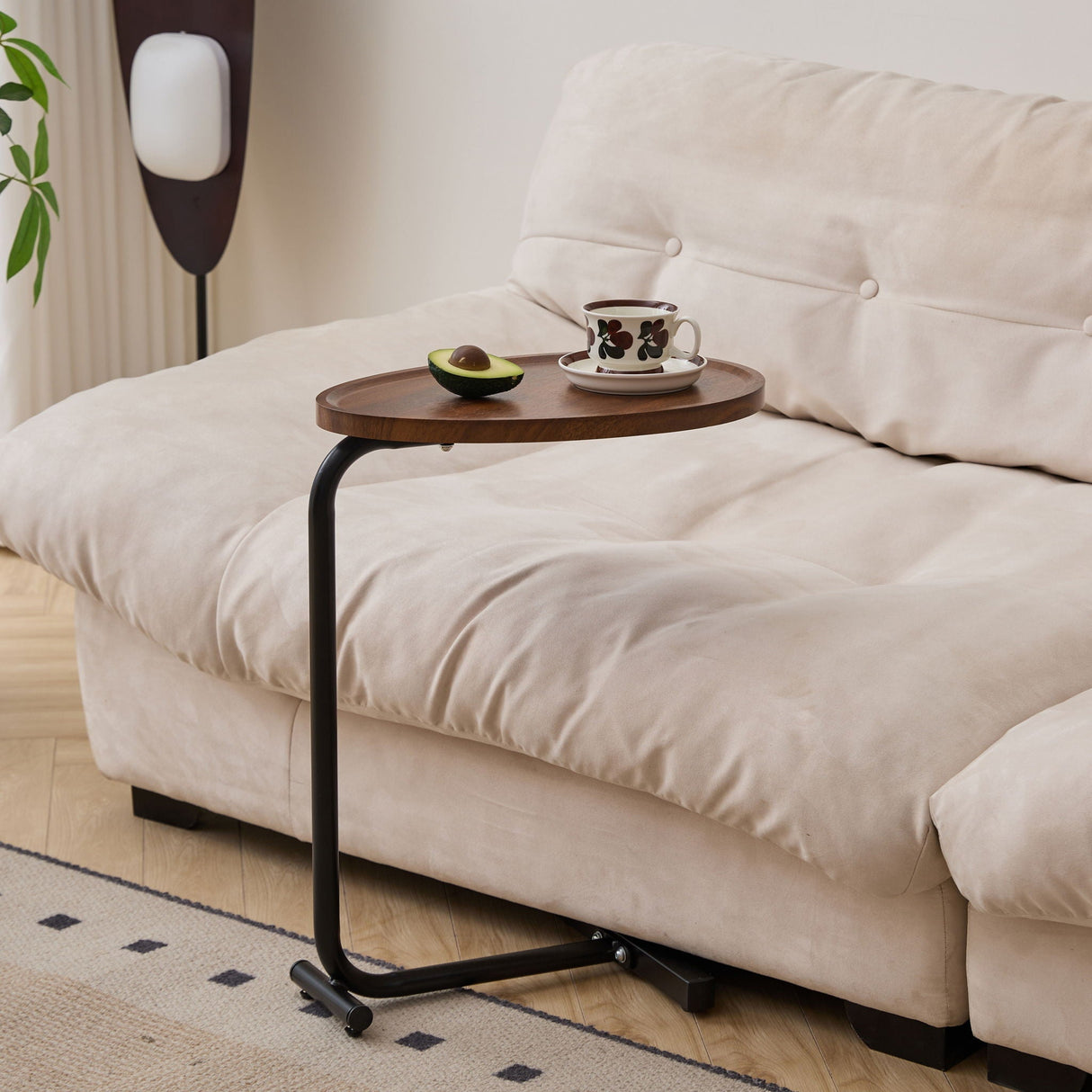 C-Shaped Side Table, Small Sofa Table for Couch and Bedroom