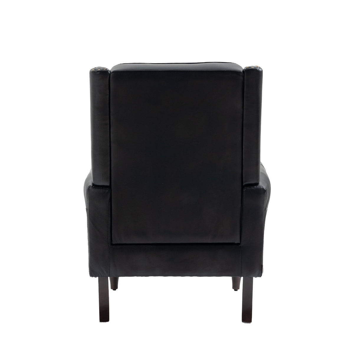 Modern Accent Armchair with Black PU Leather and Wood Legs