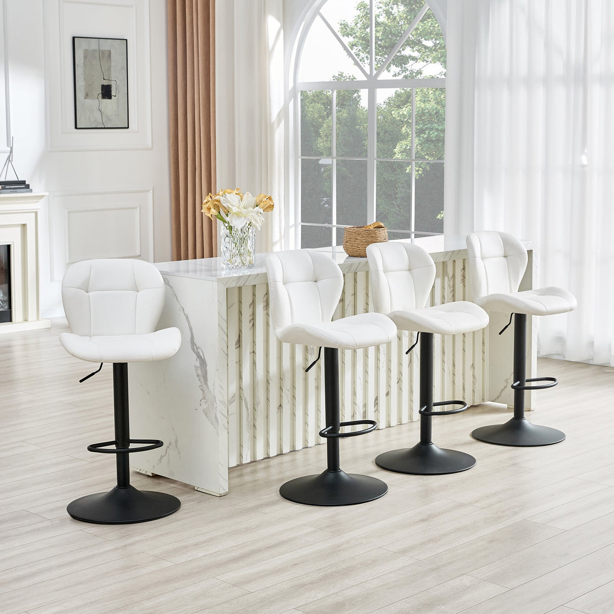 Set of 2 Height Adjustable Bar Stools