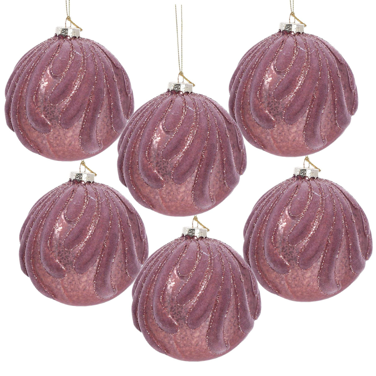 Decorative Hanging Glass Christmas Ball Ornaments - Set of 6