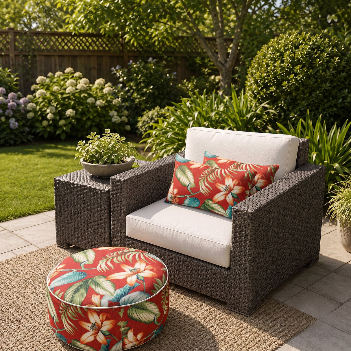 2 Pack Outdoor Lumbar Pillow Covers - Red Tropical