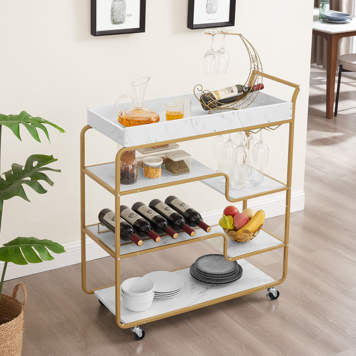 6-tier bar cart, slide bar serving cart
