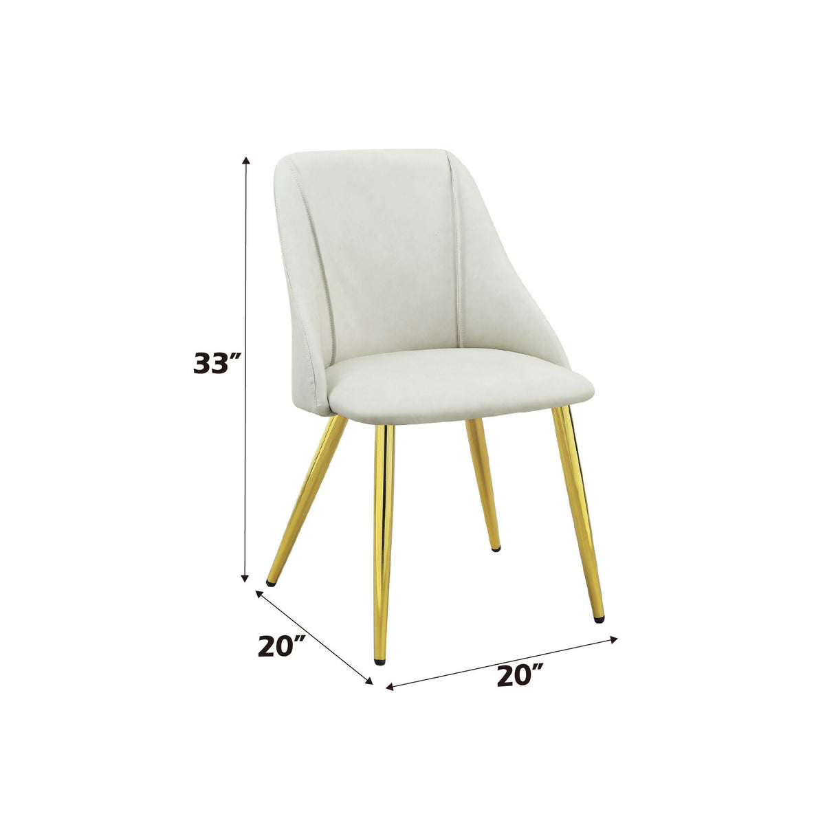 White Synthetic Leather Side Chair Set of 2 with Chrome Legs