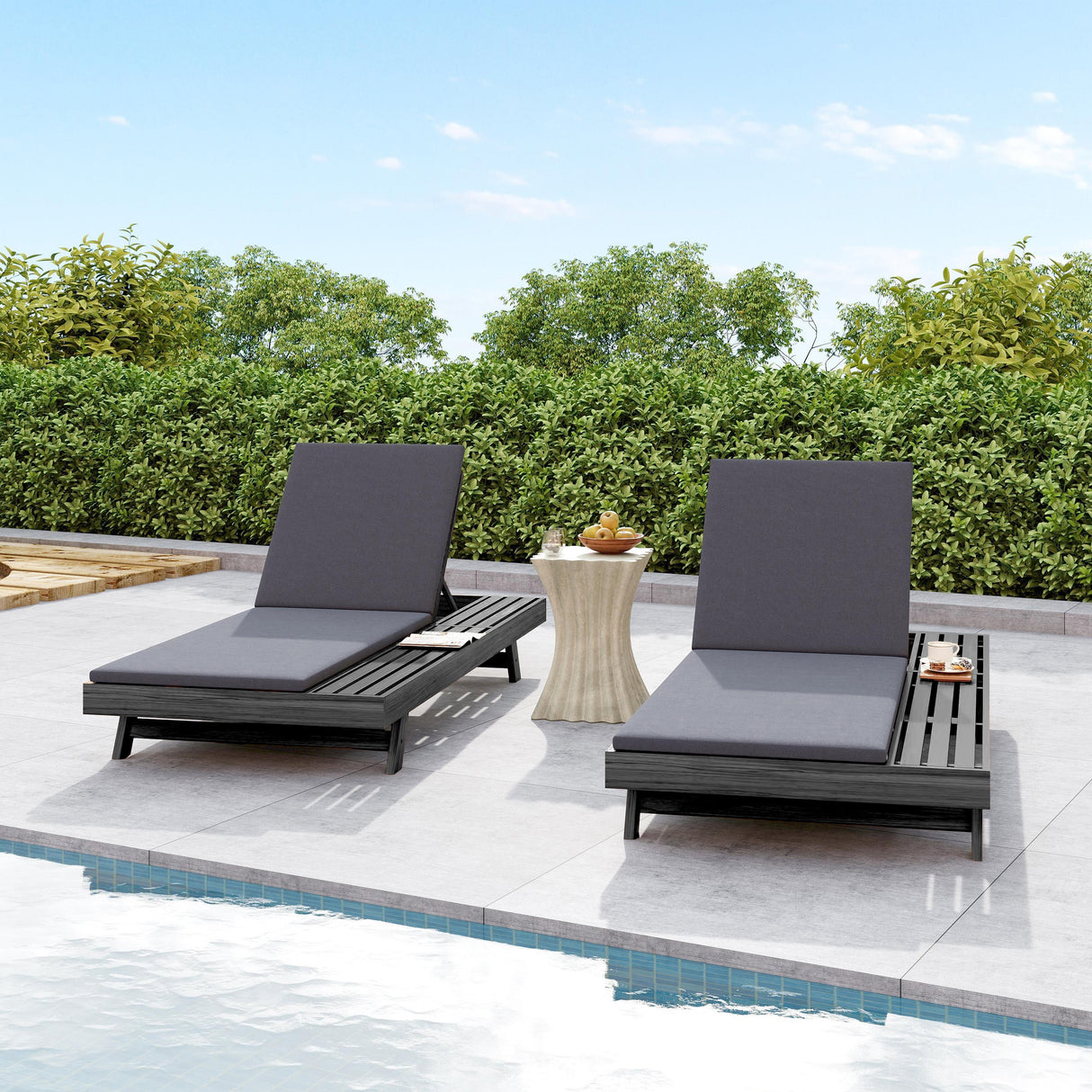 Lounge Chaise Set in Acacia Wood