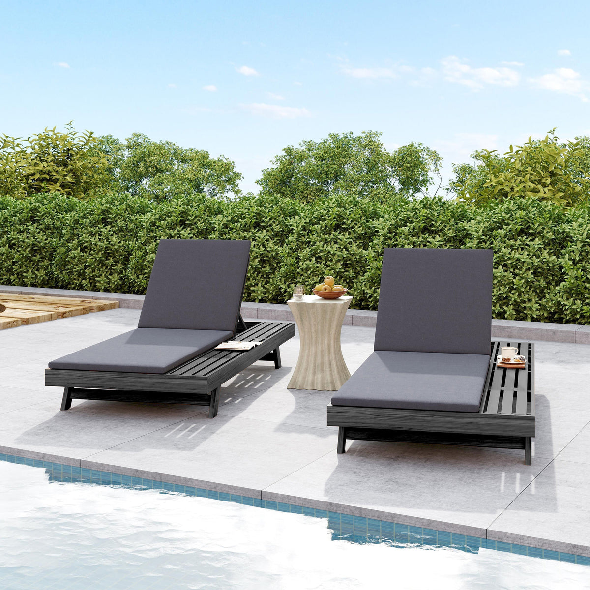Lounge Chaise Set in Acacia Wood