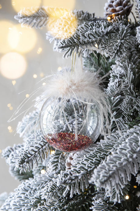 Clear-with-Red-Glitter-Christmas-Ball-Ornaments,-Set-of-6-Christmas-Ornaments