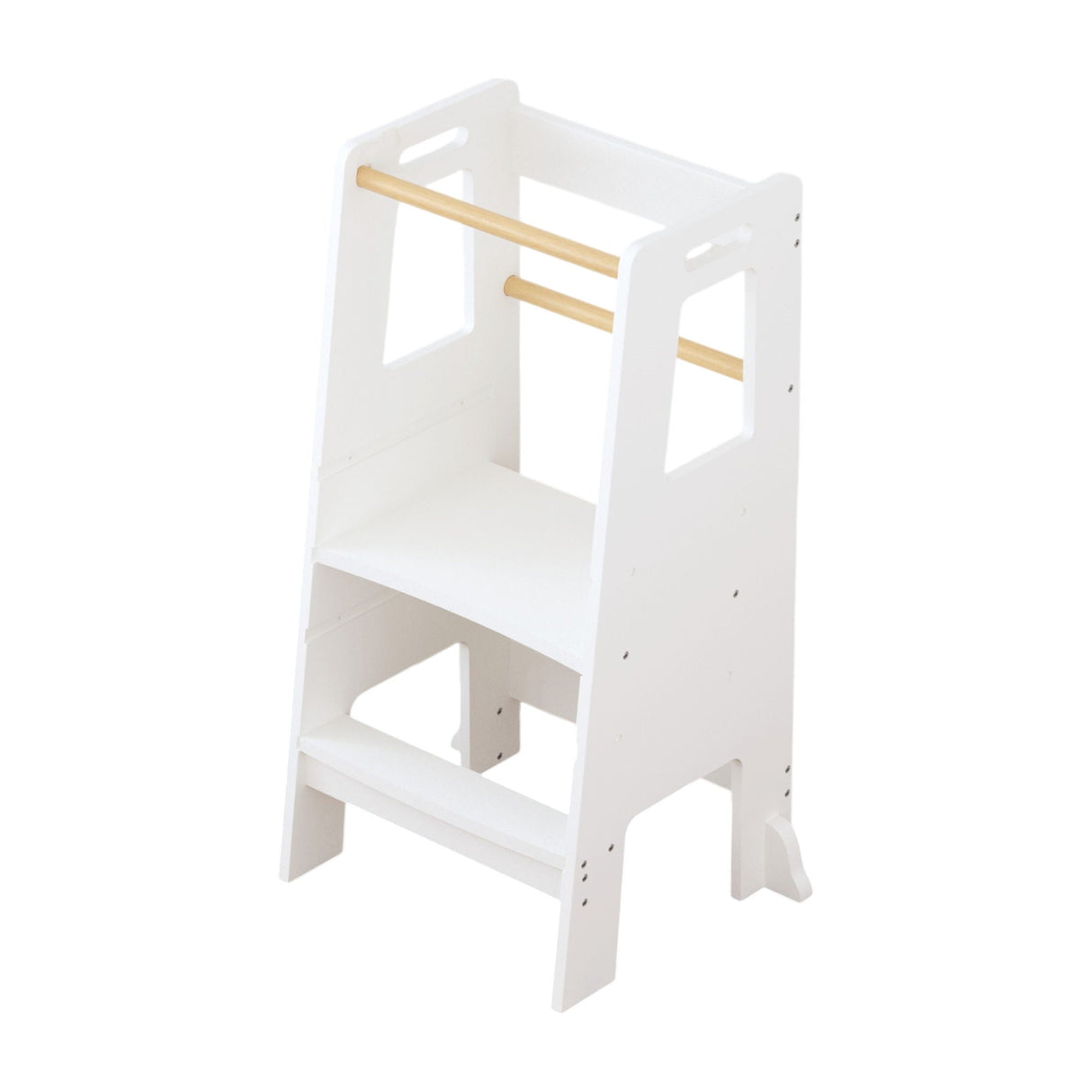 Standing Tower Child Kitchen Step Stool Toddler Montessori Stool Adjustable Height - White