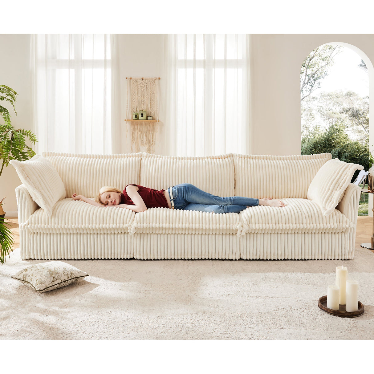 Slipcovered Modern 3 Seater Sofa