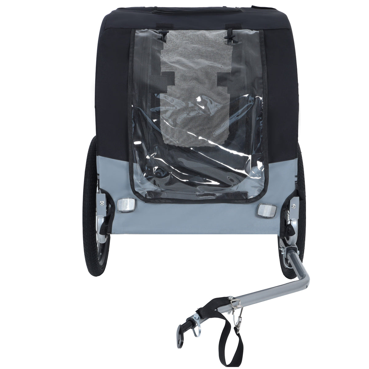 Large Folding Bike Trailer for Dogs with Mesh Ventilation - Gray