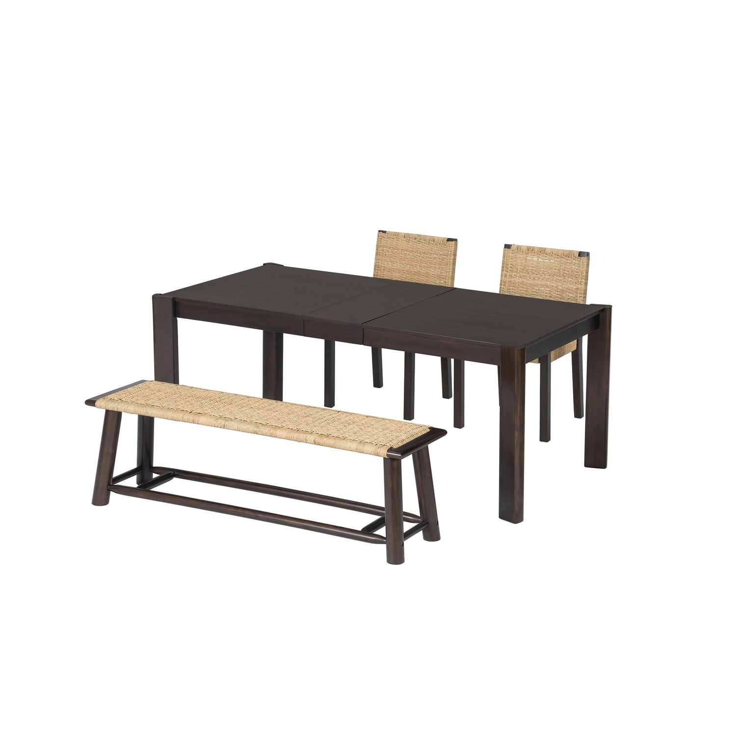 Meridian Extendable Solid Wood & Rattan Dining Set