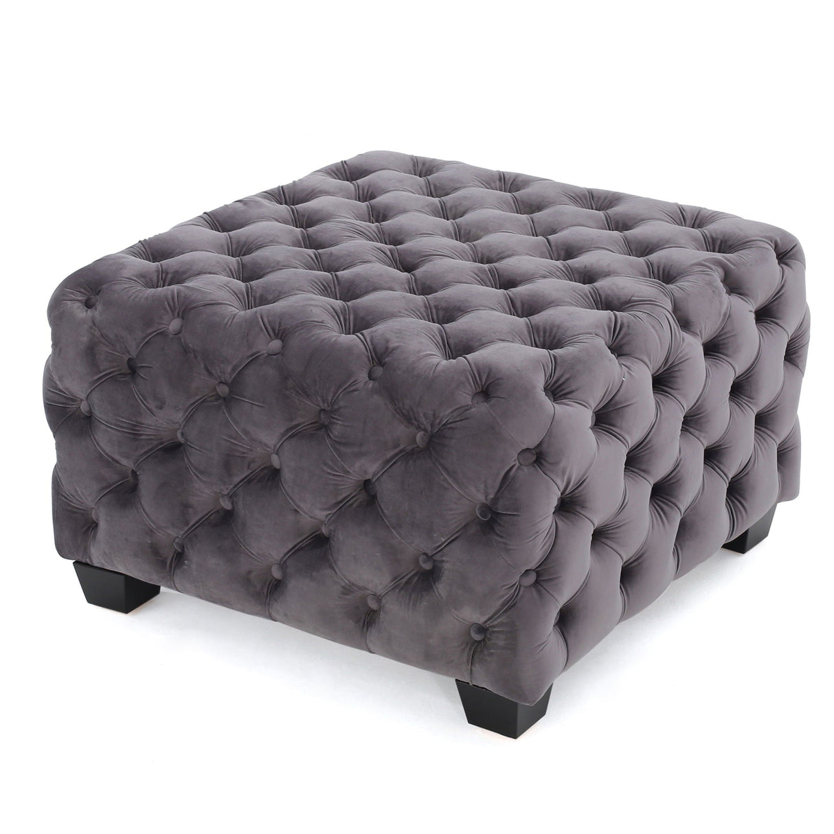 Modern Glam Ottoman With Upholstery And Button Tufted Design