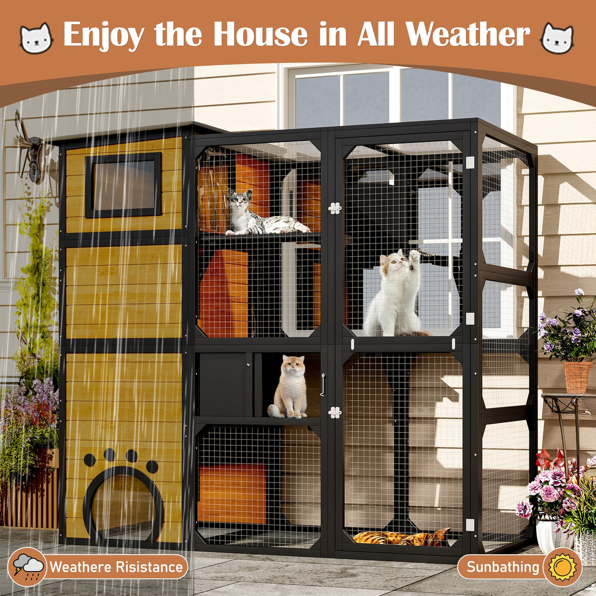 GO Large Cat Catio 4 Tiers Cat Enclosure for Outdoor Cats