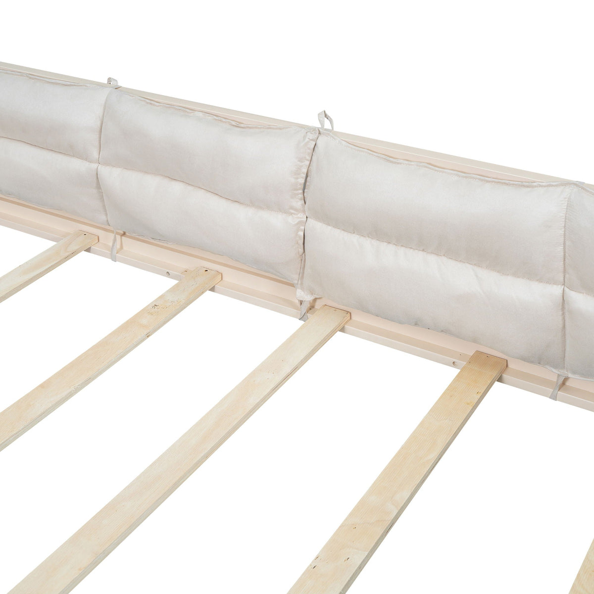 Upholstered Platform Bed With Guardrail And Pillow