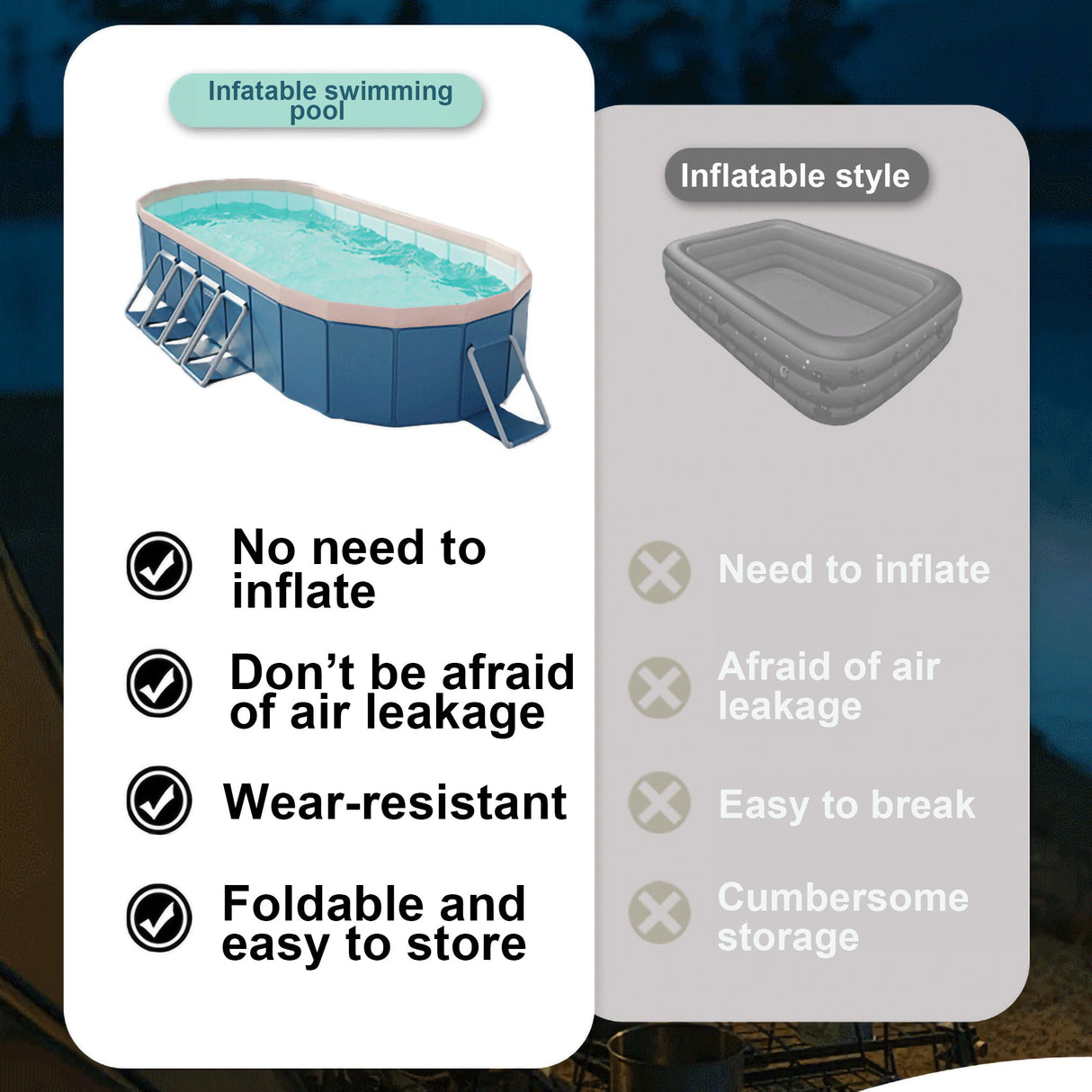 3.0m PVC Folding Pool (Not Inflatable)