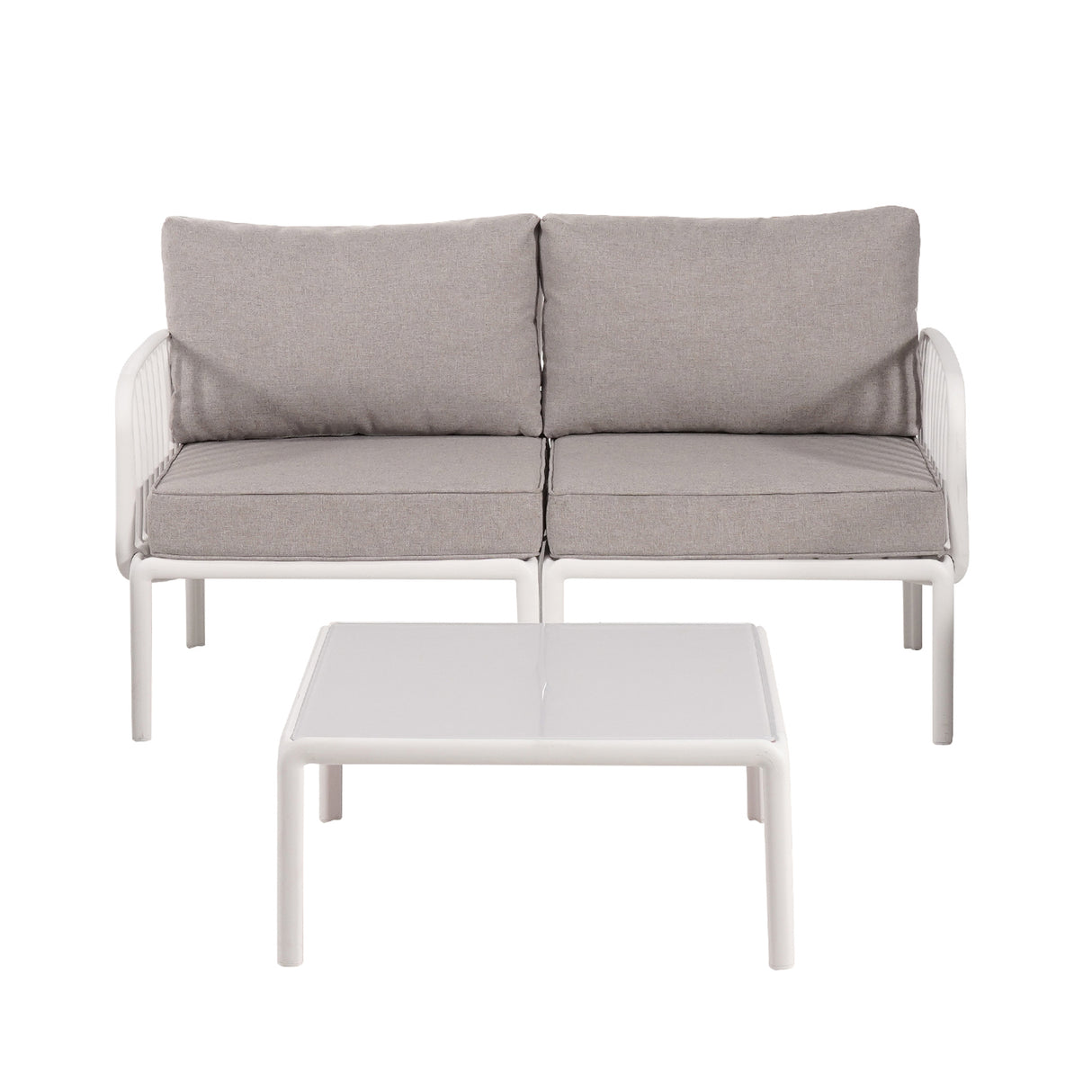 The Sleek All-Weather Resin Outdoor Loveseat and Coffee Table Set