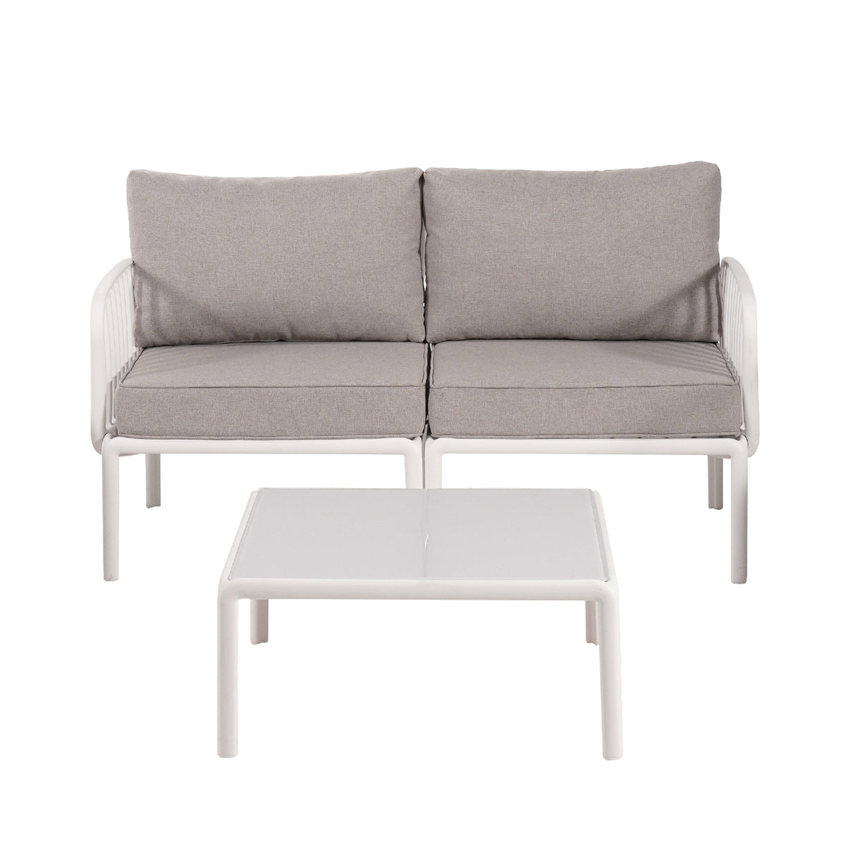 The Sleek All-Weather Resin Outdoor Loveseat and Coffee Table Set