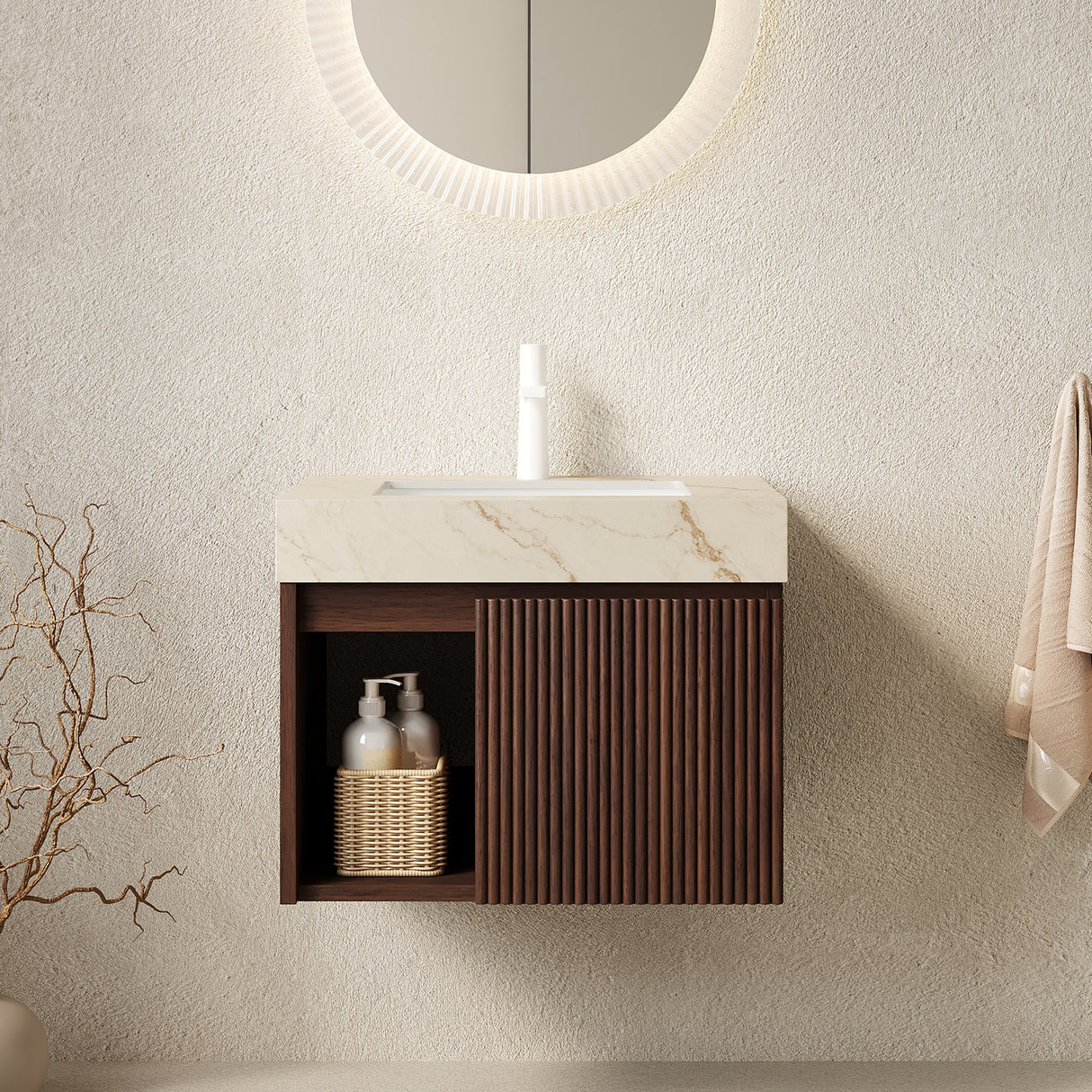 Eiden 24" Bathroom Vanity & Sink, Floating Storage Cabinet