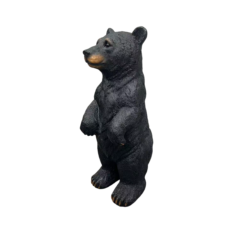 19.69" Weather Resistant Resin Standing Black Bear Sculpture