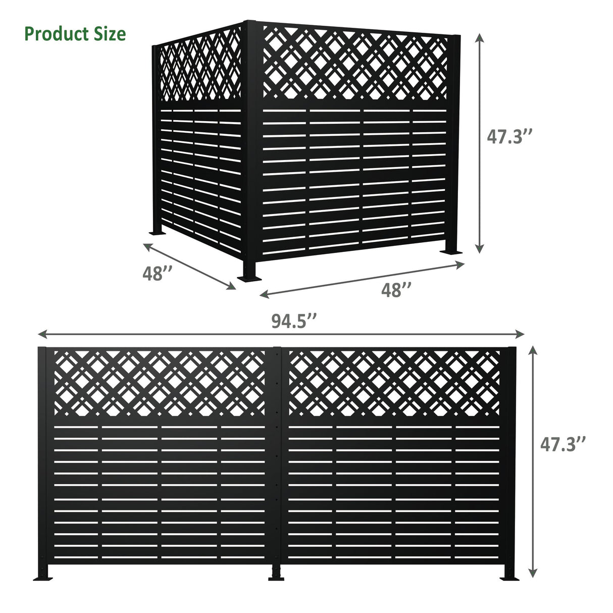 W48'' x H47.3'' x 2 Panels Metal Privacy Screen