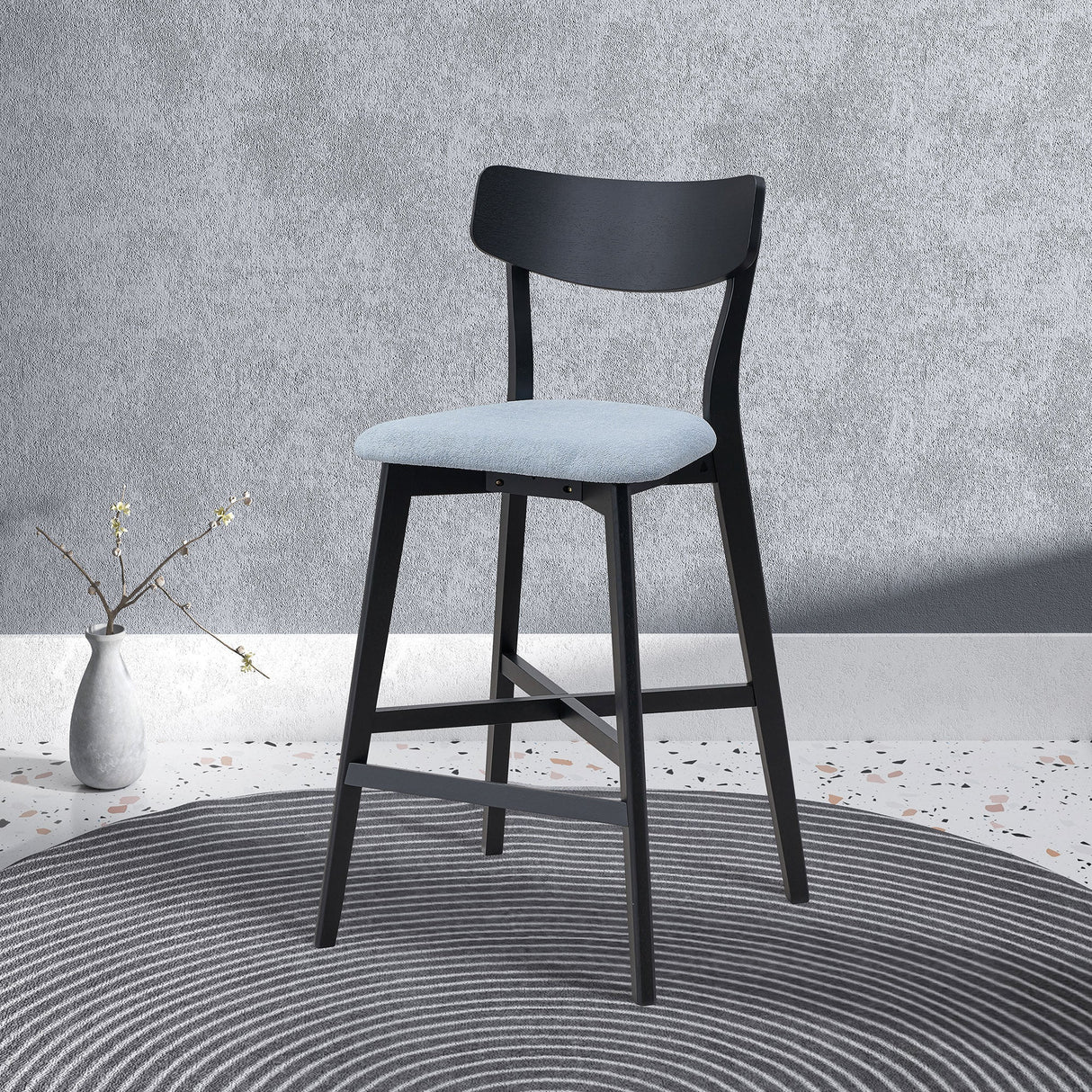 Wooden Bar Chairs Set of 2, Modern Soft Upholstered Kitchen Island Chairs
