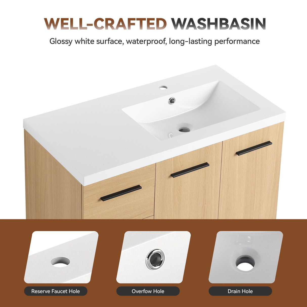 Wall Mounted Floating Bathroom Vanity With Sink, Door & Drawers Modular Cabinet