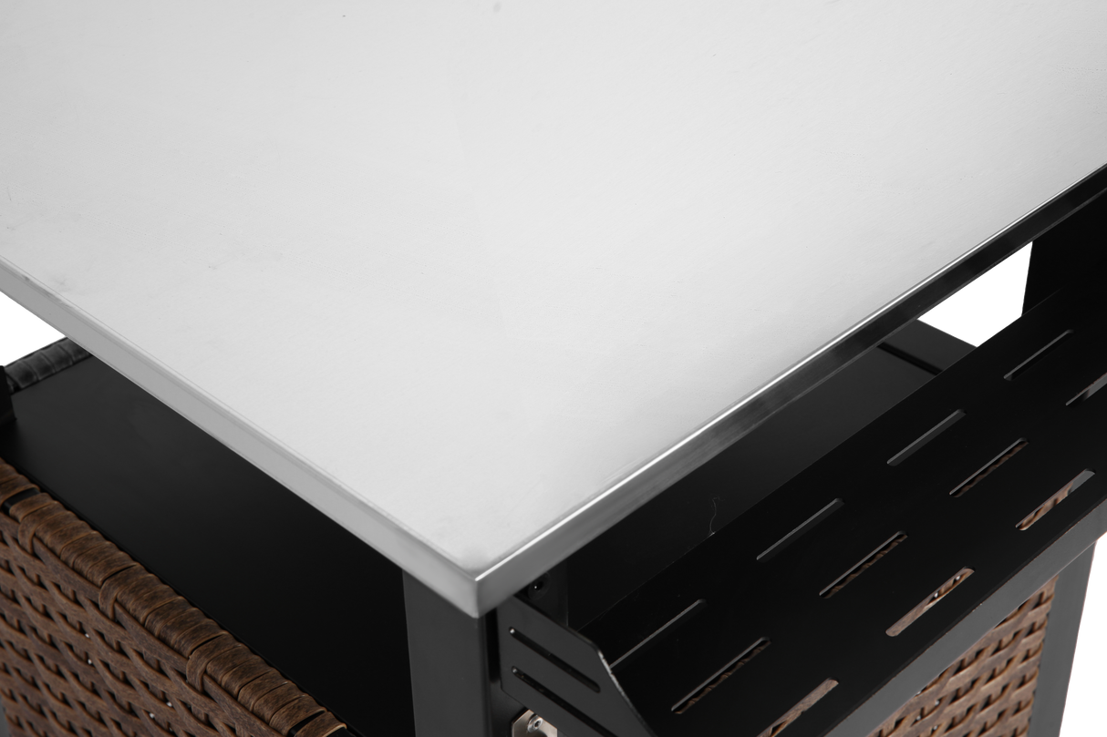 Single Door Outdoor Bar Cart with Stainless Steel Tabletop