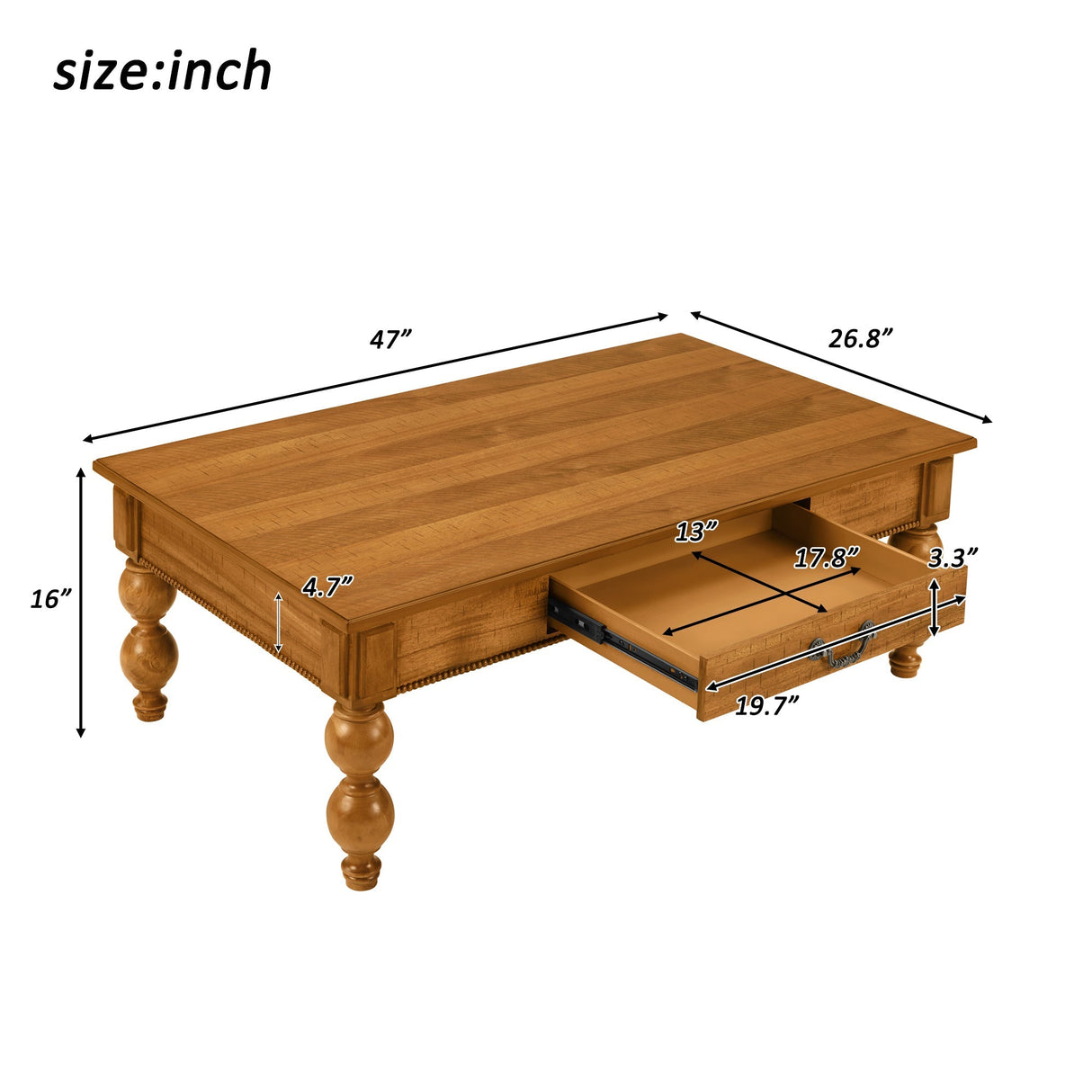 Rectangular Wooden Coffee Table with Storage Drawer