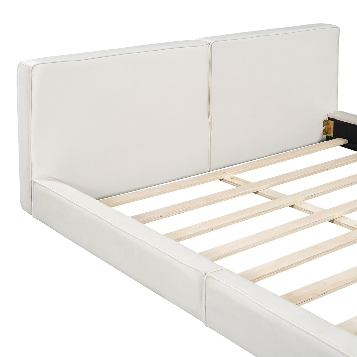 Upholstered Platform Bed, Grounded Bed With Solid Frame