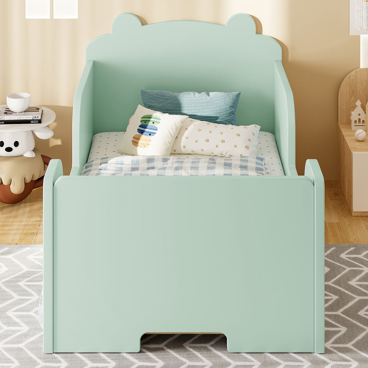 Toddler Floor Bed Frame, Bear Shape Cot Bed for Boys and Girls Ages 3-6