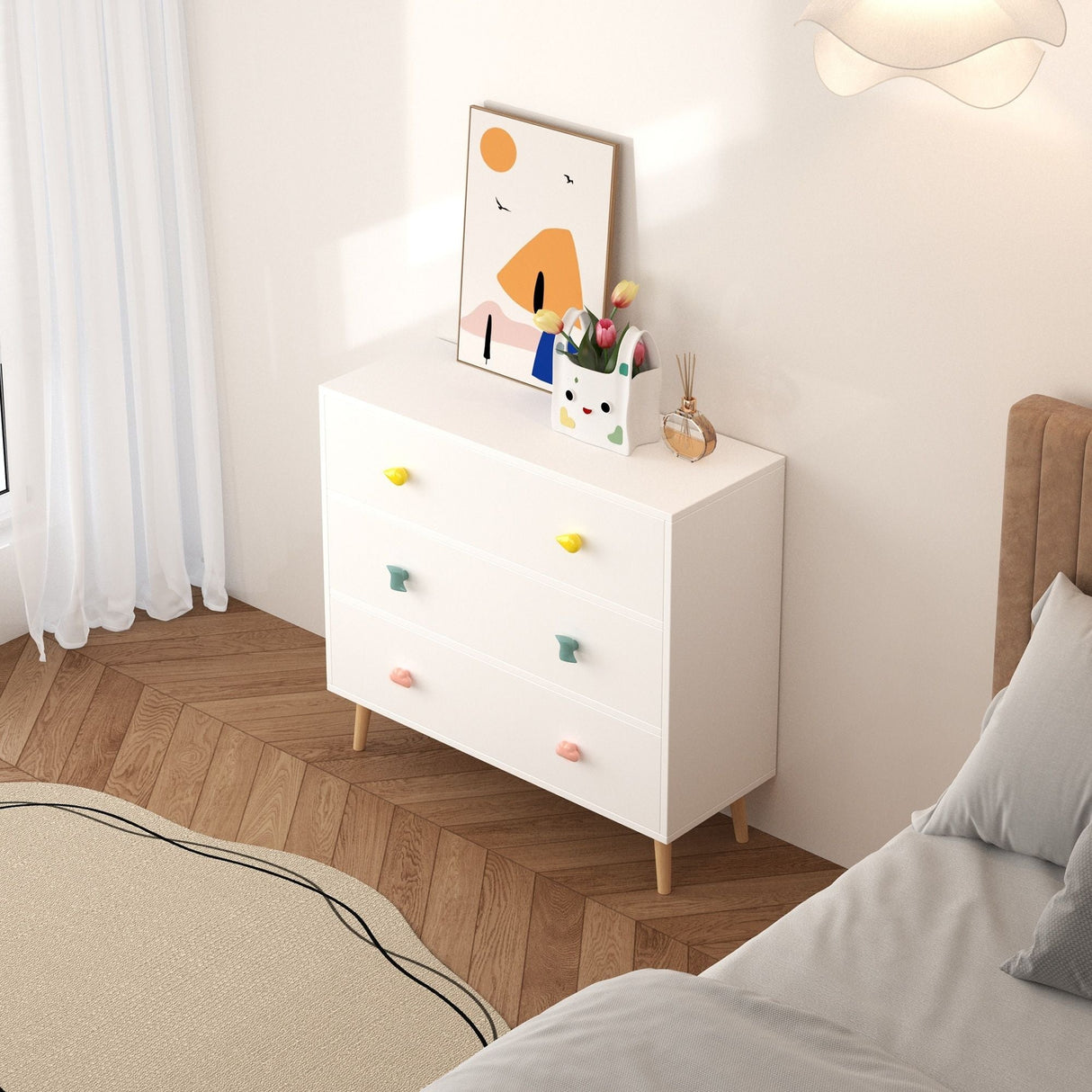 3 Drawer Dresser, Storage Cabinet With Anti Tip Safety