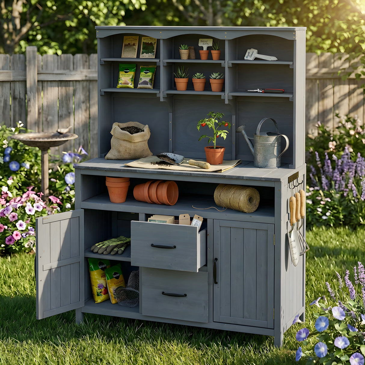TOPMAX Large Fir Wood Potting Bench
