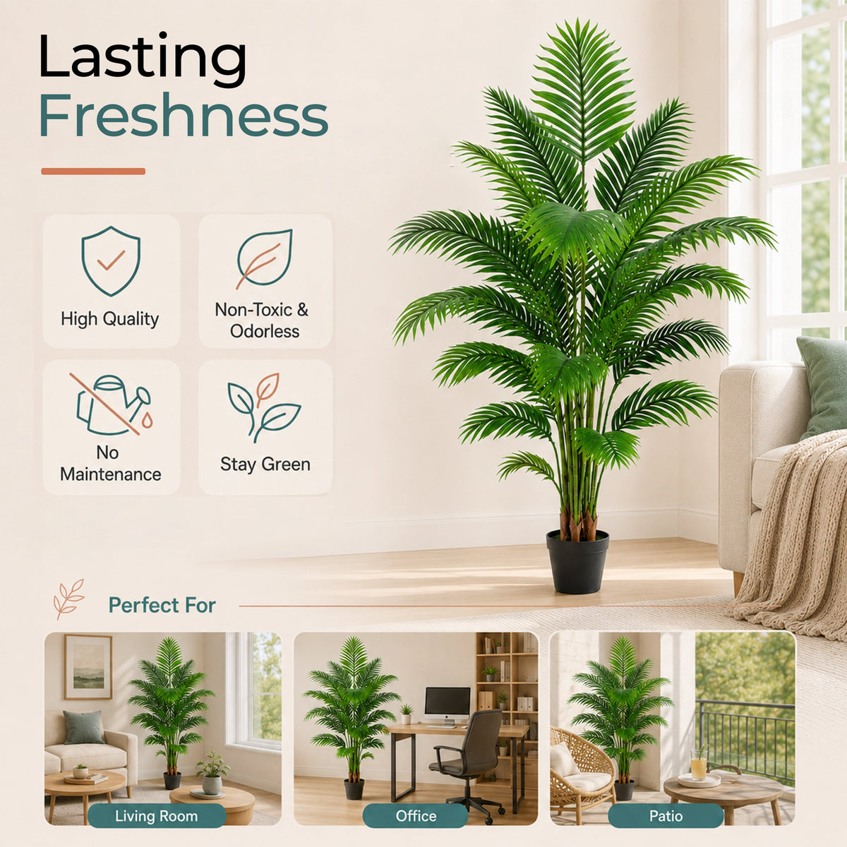 Artificial Palm Tree 6ft - Large Fake Tropical Tree (2 Pack)