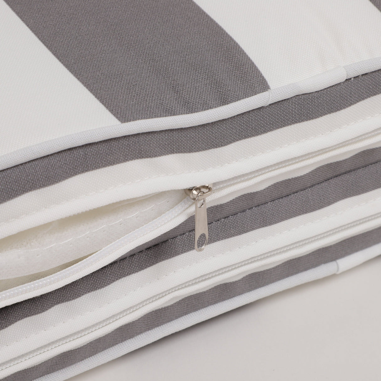 2-Piece Outdoor Chaise Lounge Cushion Set, Grey/White