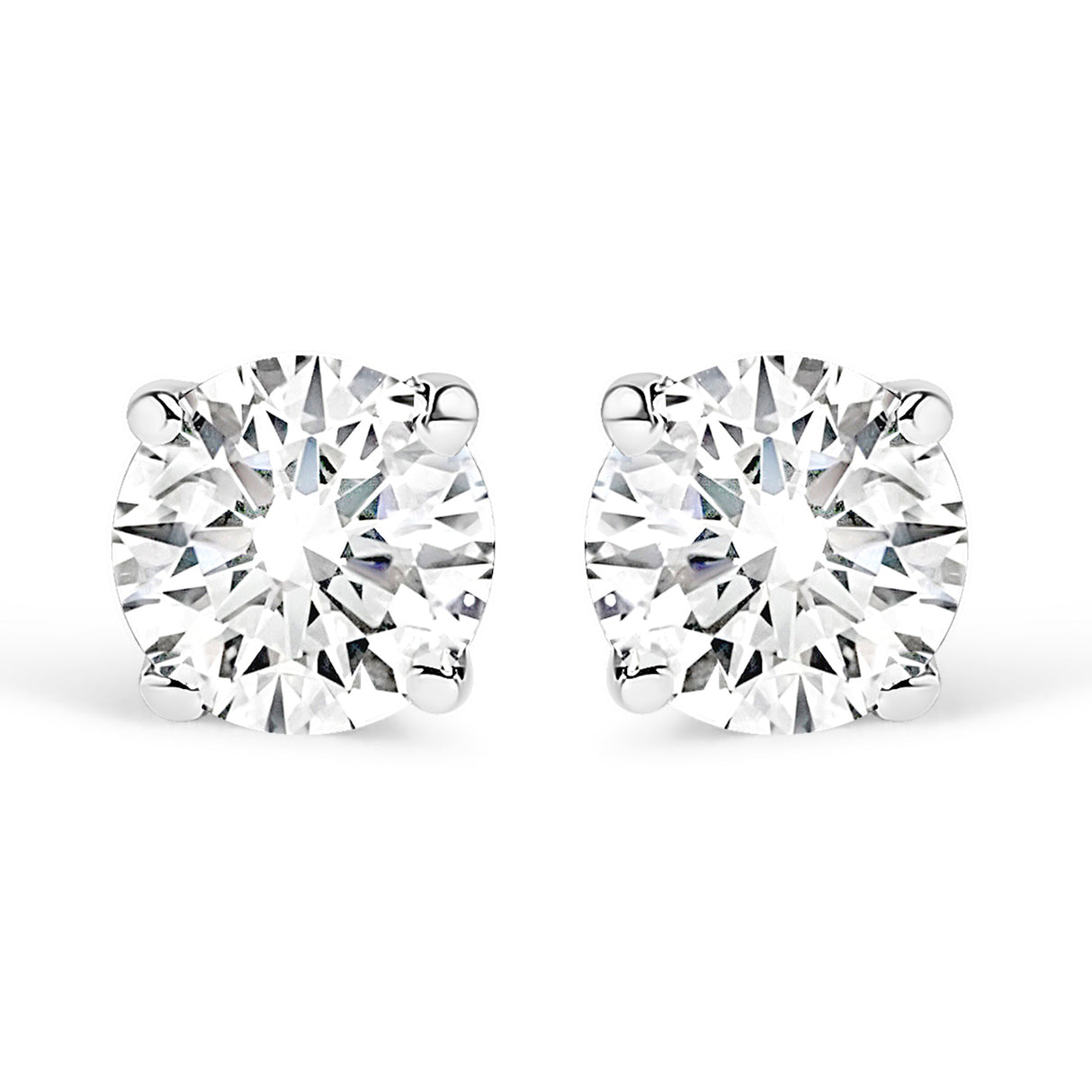 .925 Sterling Silver 1/2 Cttw Round Brilliant-Cut Lab Grown Diamond Classic 4-Prong Stud Earrings (F-G Color, VS1-VS2 Clarity)