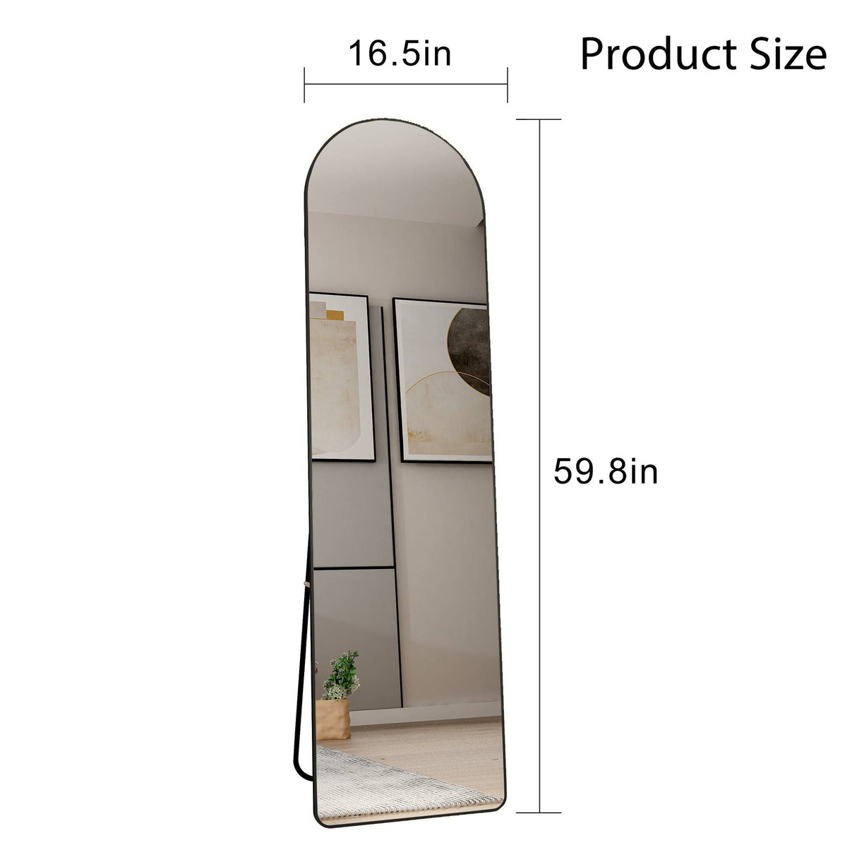 Arched Full Length Mirror With Frame For Bathroom Bedroom ing Store - Black