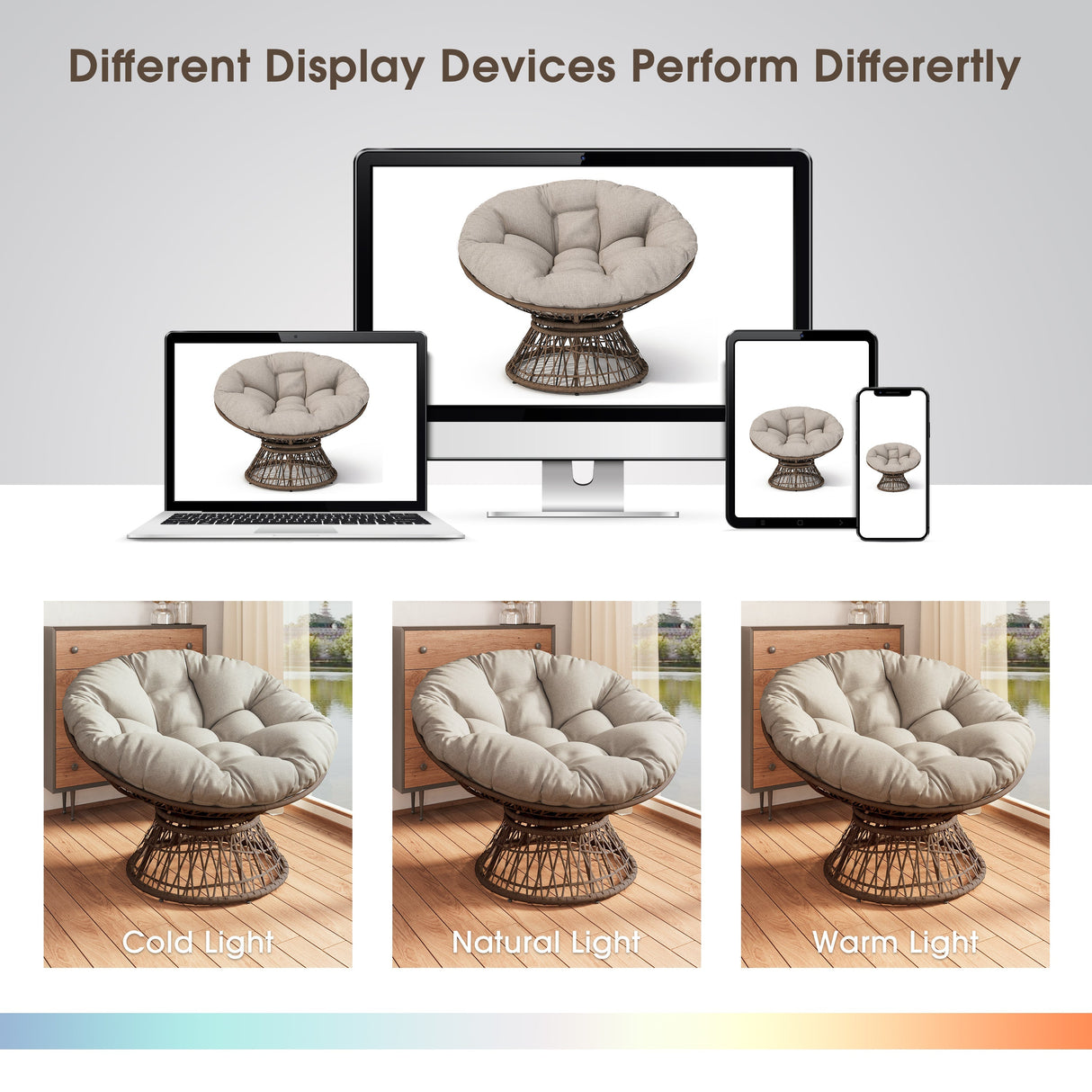Ergonomic Wicker Chair with Cloud Density Cushion and Swivel