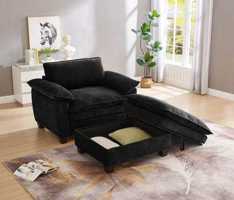 51'-Oversize-Chaise-Lounge-Chair-with-Ottoman-and-Storage--Upholstered-Soft-Chenille-Black-