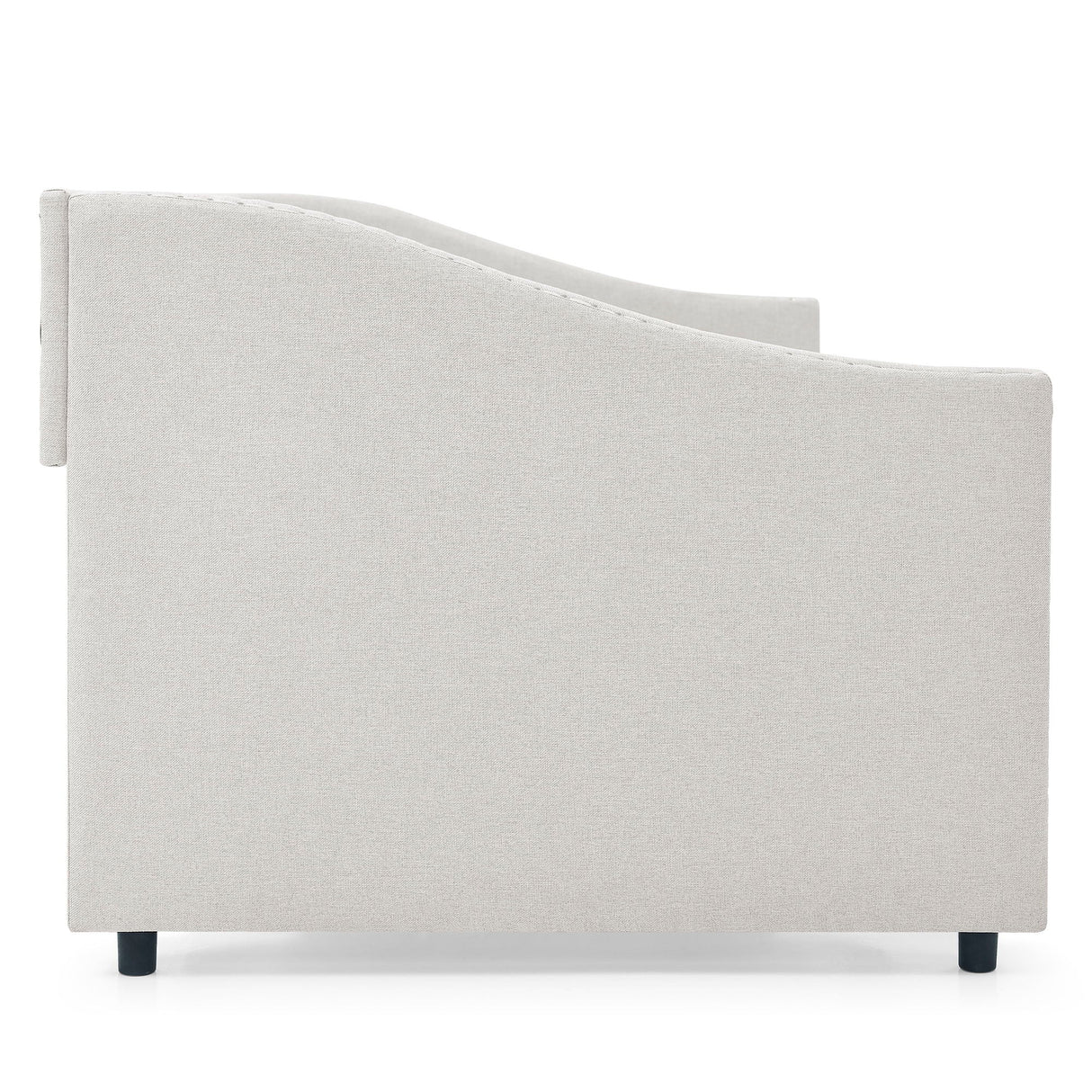 Upholstered Tufted Daybed With Drawers, Waved Arms