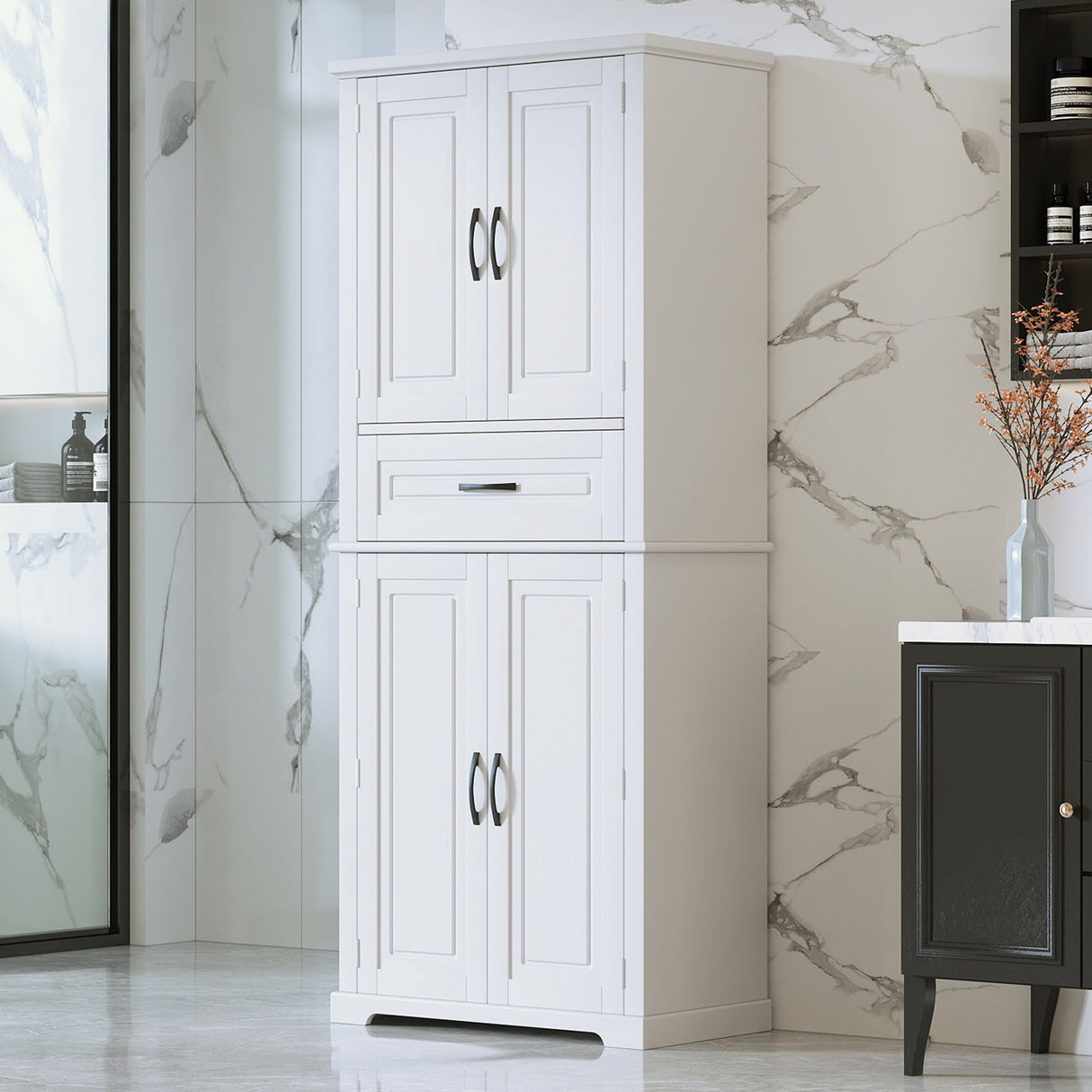 Bathroom Storage Cabinet With Multifunctional Storage Space, Drawer With Slide Rails, Adjustable Shelf