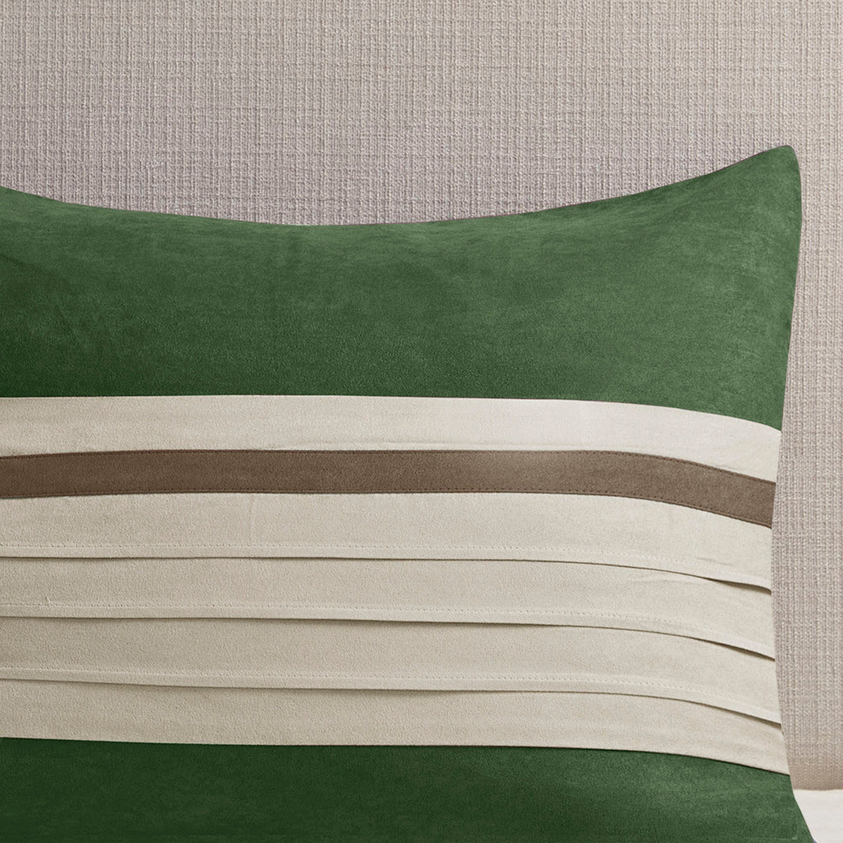 7 Piece Faux Suede Comforter Set with Hypoallergenic Filling - Green Queen