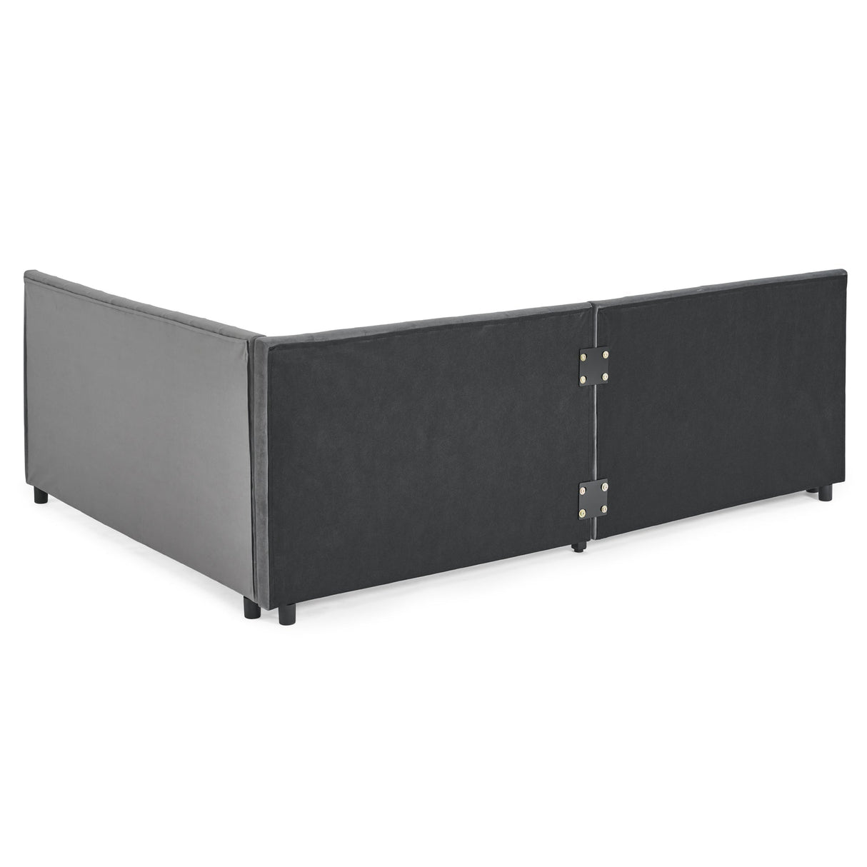 Full Size Upholstered Tufted Bed Frame with Two Drawers